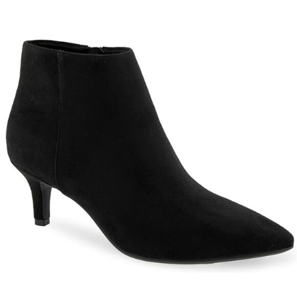 Aerosole Edith Ankle Mid Heel Booties in Smooth Black NEW Size 7 M - Picture 1 of 7